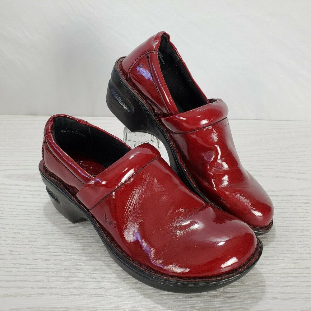 Born Mules Clogs Vegan Red Patent Slip On Nurse